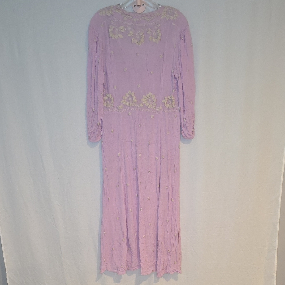Free People Lilac 3/4 Sleeve Dress with Floral Embroidery - Picture 2 of 3